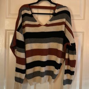 Striped twist back sweater #2